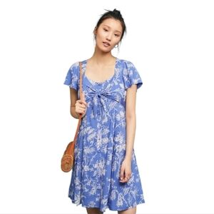 Maeve by Anthropologie Blue Jill Flutter Sleeve Tie Front Dress Size 12